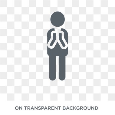 minnettar insan kutsal kişilerin resmi. Trendy düz vektör minnettar insan ikonuna duygular koleksiyonundan şeffaf arka plan. Yüksek kaliteli web ve mobil için minnettar insan simge kullanımı dolu