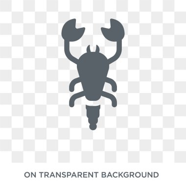 Akrep simgesi. Trendy düz vektör hayvanlar koleksiyonundan şeffaf arka plan üstünde kutsal kişilerin resmi akrep. Akrep simge kullanımı web ve mobil için yüksek kaliteli dolu