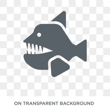 Piranha simgesi. Trendy düz vektör hayvanlar koleksiyonundan şeffaf arka plan üstünde kutsal kişilerin resmi Piranha. Piranha simge kullanımı web ve mobil için yüksek kaliteli dolu