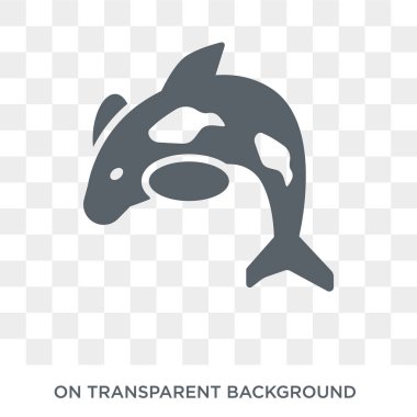 Orca simgesi. Trendy düz vektör hayvanlar koleksiyonundan şeffaf arka plan üstünde kutsal kişilerin resmi Orca. Orca simge kullanımı web ve mobil için yüksek kaliteli dolu