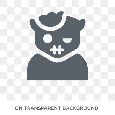 Zombi simgesi. Trendy düz vektör masal koleksiyonundan şeffaf arka plan üstünde kutsal kişilerin resmi zombi. Zombi simge kullanımı web ve mobil için yüksek kaliteli dolu