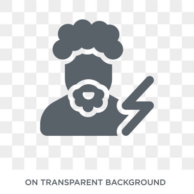 Zeus kutsal kişilerin resmi. Trendy düz vektör masal koleksiyonundan şeffaf arka plan üstünde Zeus kutsal kişilerin resmi. Zeus simge kullanımı web ve mobil için yüksek kaliteli dolu