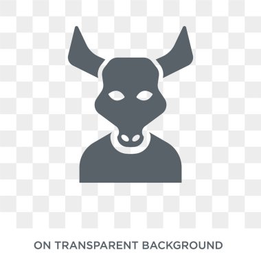 Minotaur simgesi. Peri masalı koleksiyonundan şeffaf arka plan trendy düz vektör Minotaur simgesi. Yüksek kaliteli Minotaur simge kullanımı web ve mobil için dolu