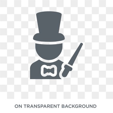 Sihirbaz simgesi. Peri masalı koleksiyonundan şeffaf arka plan trendy düz vektör sihirbaz simgesi. Sihirbaz simge kullanımı web ve mobil için yüksek kaliteli dolu