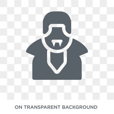 Drakula kutsal kişilerin resmi. Peri masalı koleksiyonundan şeffaf arka plan trendy düz vektör Dracula simgesi. Dracula simge kullanımı web ve mobil için yüksek kaliteli dolu