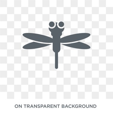 Yusufçuk simgesi. Peri masalı koleksiyonundan şeffaf arka plan trendy düz vektör yusufçuk simgesi. Yusufçuk simge kullanımı web ve mobil için yüksek kaliteli dolu