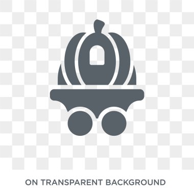 Cinderella at arabası simgesi. Trendy düz vektör Cinderella masal koleksiyonundan şeffaf arka plan taşıma simgesi. Cinderella at arabası simge kullanımı web ve mobil için yüksek kaliteli dolu