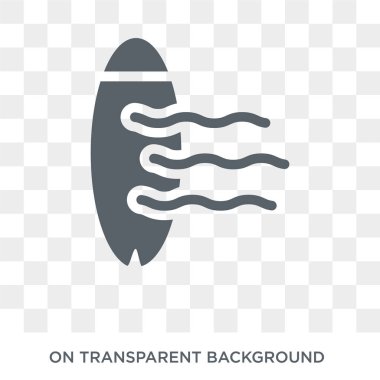 Sörf tahtası simgesi. Sörf tahtası tasarım konsepti eğlence koleksiyonundan. Basit öğe vektör çizim şeffaf arka plan üzerinde.