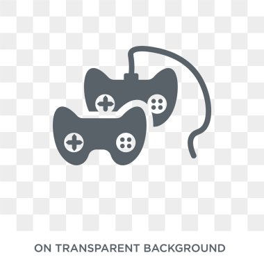 Oyun kumandası simgesi. Oyun kumandası tasarım konsepti eğlence koleksiyonundan. Basit öğe vektör çizim şeffaf arka plan üzerinde.