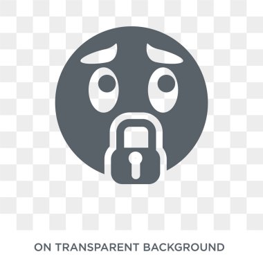 Emoji simgesi susturmanın. Emoji tasarım konsepti Emoji koleksiyonundan susturmanın. Basit öğe vektör çizim şeffaf arka plan üzerinde.