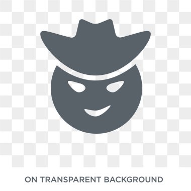 Kovboy şapkası emoji simgesi. Kovboy şapkası emoji tasarım konsepti Emoji koleksiyonundan. Basit öğe vektör çizim şeffaf arka plan üzerinde.