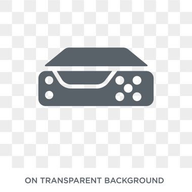 Video kaydedici simgesi. Elektronik aygıtlar koleksiyonundan saydam arka plan üzerinde Trendy düz vektör Video kaydedici simgesi. Web ve mobil cihazlar için yüksek kaliteli dolu Video kaydedici sembolü kullanımı