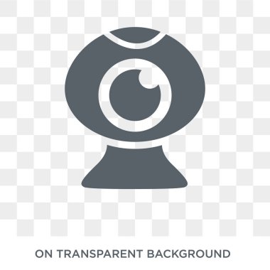 Webcam kutsal kişilerin resmi. Elektronik cihazlar koleksiyonundan şeffaf arka plan trendy düz vektör web kamerası simgesi. Yüksek kaliteli web kamerası simge kullanımı web ve mobil için dolu