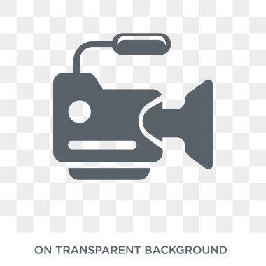 Video kamera simgesi. Elektronik cihazlar koleksiyonundan şeffaf arka plan trendy düz vektör Video kamera simgesi. Yüksek kaliteli dolu Video kamera simge kullanımı için web ve hareket eden