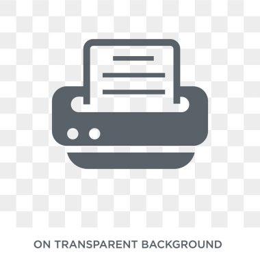 Yazıcı simgesi. Elektronik aygıtlar koleksiyonundan saydam arka plan üzerinde trendy düz vektör Yazıcı simgesi. Web ve mobil cihazlar için yüksek kaliteli dolu Yazıcı sembolü kullanımı