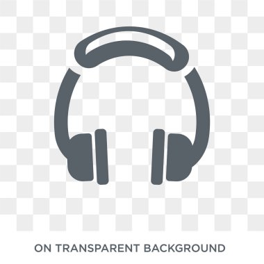 Kulaklık simgesi. Trendy düz vektör elektronik cihazlar koleksiyonundan şeffaf arka plan üstünde kutsal kişilerin resmi kulaklıklar. Yüksek kaliteli kulaklıklar simge kullanımı web ve mobil için dolu