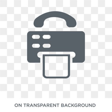 Faks makinesi simgesi. Elektronik cihazlar koleksiyonundan şeffaf arka plan trendy düz vektör makine Faks simgesi. Yüksek kaliteli Faks makinesi simge kullanımı web ve mobil için dolu