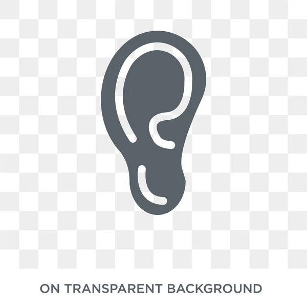 人类耳朵图标 时尚的平面矢量人类耳朵图标透明背景从人体零件集合 高质量填充的人工耳符号用于网络和移动设备 — 图库矢量图片