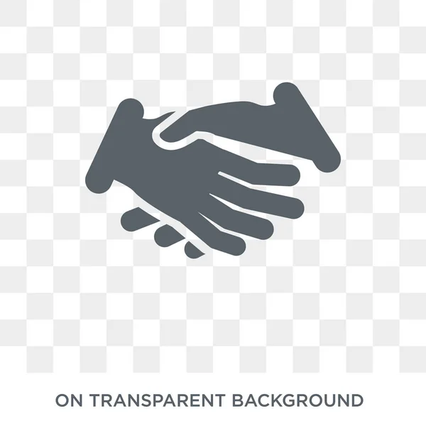 Handdruk Pictogram Trendy Platte Vector Handshake Pictogram Transparante Achtergrond Uit — Stockvector