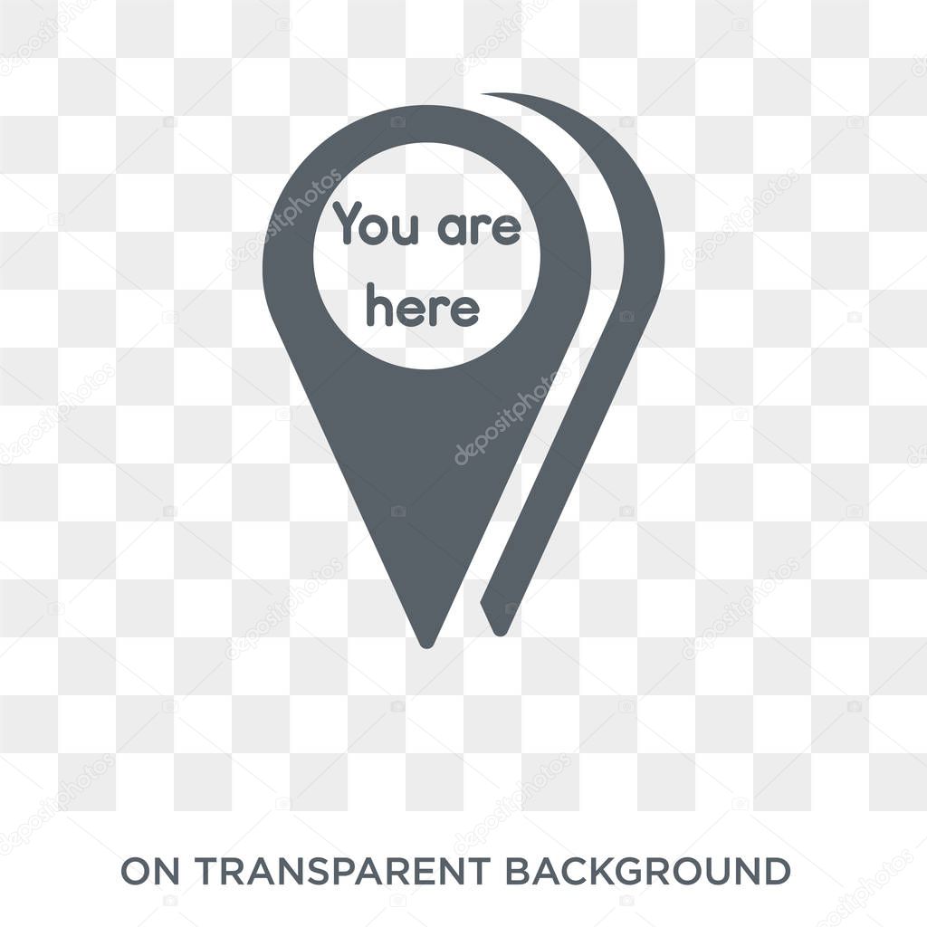 You are here icon. Trendy flat vector You are here icon on transparent background from Maps and Locations collection. High quality filled You are here symbol use for web and mobile