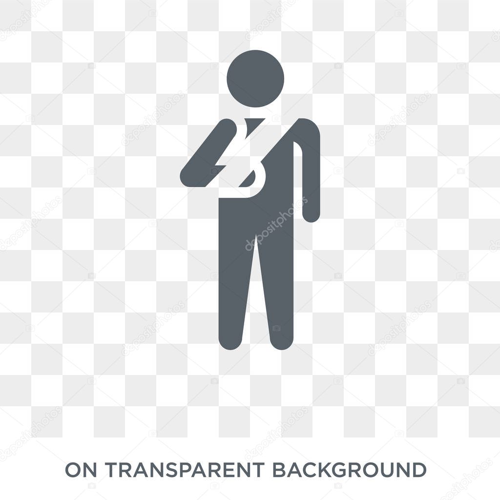 Broken arm icon. Trendy flat vector Broken arm icon on transparent background from Insurance collection. High quality filled Broken arm symbol use for web and mobile