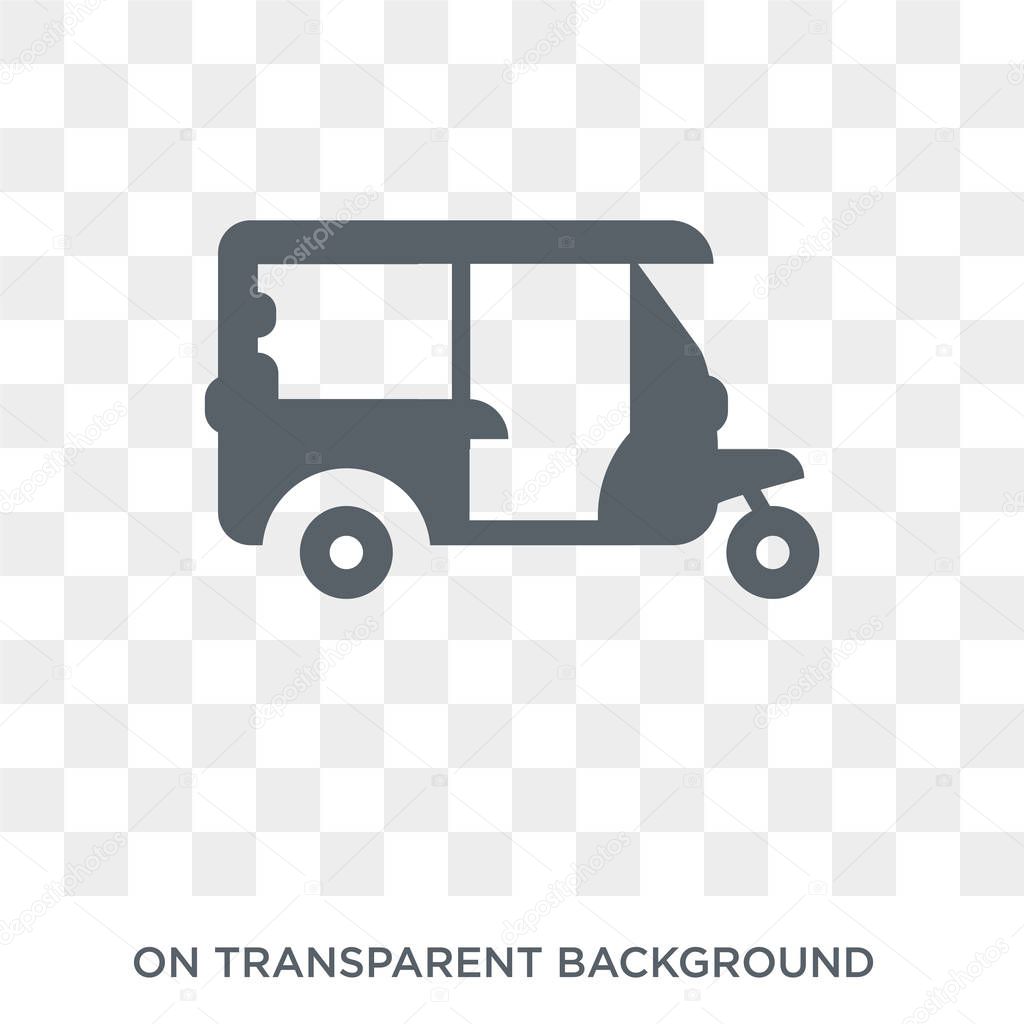Tuk tuk icon. Trendy flat vector Tuk tuk icon on transparent background from india collection. High quality filled Tuk tuk symbol use for web and mobile