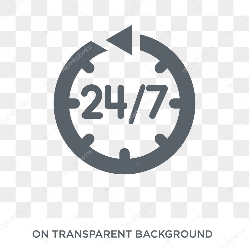 24/7 icon. 24/7 design concept from Time managemnet collection. Simple element vector illustration on transparent background.