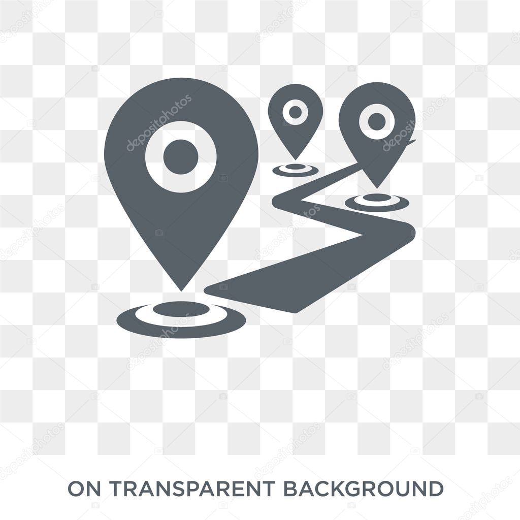 Route icon. Trendy flat vector Route icon on transparent background from Architecture and Travel collection. High quality filled Route symbol use for web and mobile