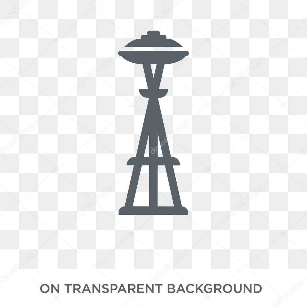 Space needle icon. Trendy flat vector Space needle icon on transparent background from Architecture and Travel collection. High quality filled Space needle symbol use for web and mobile