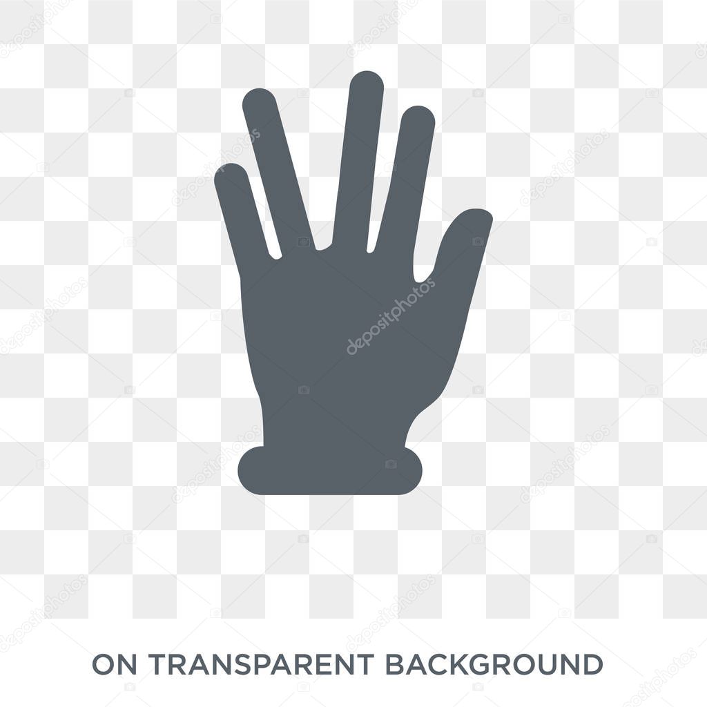 Vulcan salute icon. Trendy flat vector Vulcan salute icon on transparent background from Hands and guestures collection. High quality filled Vulcan salute symbol use for web and mobile