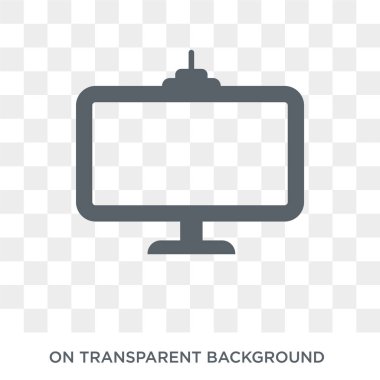 Televizyon simgesi. Elektronik cihazlar koleksiyonundan televizyon tasarım konsepti. Saydam arka planda basit eleman vektör çizimi.