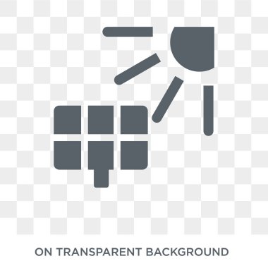 Güneş panelleri simgesi. Güneş panelleri ekoloji koleksiyonundan kavram tasarlayın. Basit öğe vektör çizim şeffaf arka plan üzerinde.