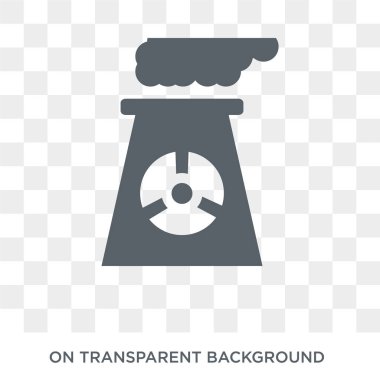 Nükleer santral simgesi. Nükleer santral tasarım konsepti ekoloji koleksiyonundan. Basit öğe vektör çizim şeffaf arka plan üzerinde.