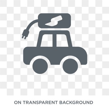 Eko araba simgesi. Ekoloji koleksiyonundan eko otomobil tasarım konsepti. Saydam arka planda basit eleman vektör çizimi.