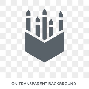 Kalem kutusu simgesi. E-öğrenme ve eğitim koleksiyonundan şeffaf arka plan trendy düz vektör Kalem kutusu simgesi. Web ve mobil cihazlar için yüksek kaliteli dolu Kalem kutusu sembolü kullanımı