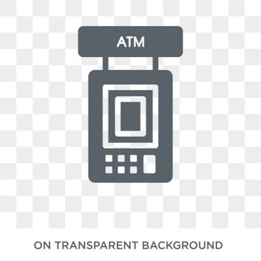 ATM makine simgesi. ATM makinesi tasarım konsepti koleksiyonundan. Basit öğe vektör çizim şeffaf arka plan üzerinde.