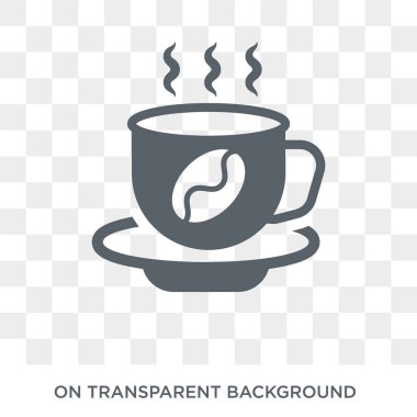 Kahve simgesi. İçecekler koleksiyonundan kahve tasarım konsepti. Saydam arka planda basit eleman vektör çizimi.