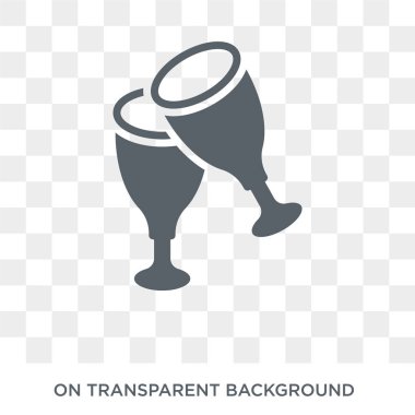 Şarap tost simgesi. Şarap tost tasarım konsepti içecekler koleksiyonundan. Basit öğe vektör çizim şeffaf arka plan üzerinde.