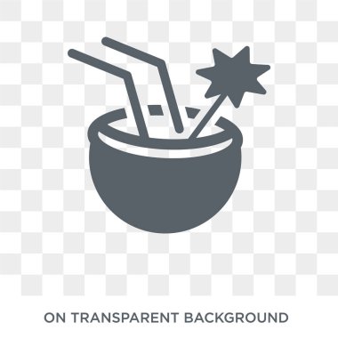 Hindistan cevizi içki simgesi. Hindistan cevizi içki tasarım konsepti içecekler koleksiyonundan. Basit öğe vektör çizim şeffaf arka plan üzerinde.