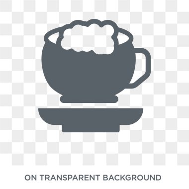 Kapuçino simgesi. Kapuçino tasarım konsepti içecekler koleksiyonundan. Basit öğe vektör çizim şeffaf arka plan üzerinde.