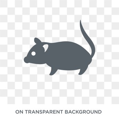 Fare simgesi. Hayvanlar koleksiyonundan şeffaf arka plan trendy düz vektör fare simgesi. Sıçan simge kullanımı web ve mobil için yüksek kaliteli dolu