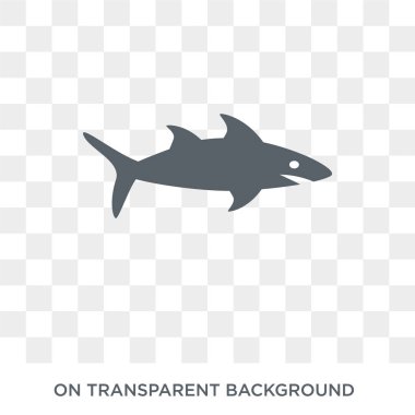 Köpekbalığı simgesi. Trendy düz vektör hayvanlar koleksiyonundan şeffaf arka plan üstünde kutsal kişilerin resmi köpekbalığı. Köpekbalığı simge kullanımı web ve mobil için yüksek kaliteli dolu