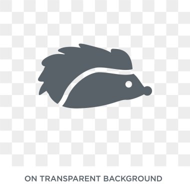 Kirpi simgesi. Trendy düz vektör hayvanlar koleksiyonundan şeffaf arka plan üstünde kutsal kişilerin resmi kirpi. Kirpi simge kullanımı web ve mobil için yüksek kaliteli dolu