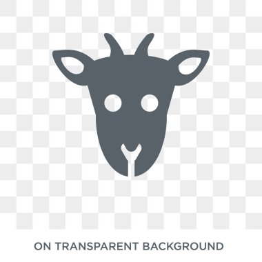 Keçi simgesi. Trendy düz vektör hayvanlar koleksiyonundan şeffaf arka plan üstünde kutsal kişilerin resmi keçi. Keçi simge kullanımı web ve mobil için yüksek kaliteli dolu