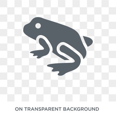 Kurbağa simgesi. Trendy düz vektör hayvanlar koleksiyonundan şeffaf arka plan üstünde kutsal kişilerin resmi kurbağa. Kurbağa simge kullanımı web ve mobil için yüksek kaliteli dolu