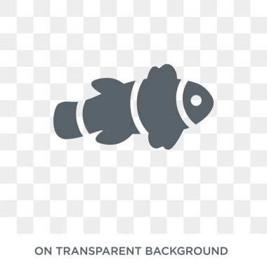 Palyaço balık simgesi. Trendy düz vektör hayvanlar koleksiyonundan şeffaf arka plan üstünde kutsal kişilerin resmi palyaço balığı. Yüksek kaliteli dolu palyaço balık simge kullanımı için web ve hareket eden