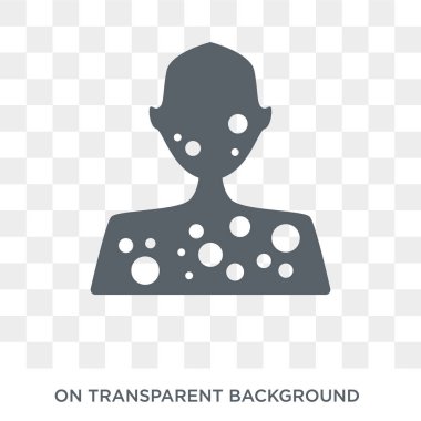 Kızamık simgesi. Trendy düz vektör hastalıkları koleksiyonundan şeffaf arka plan üstünde kutsal kişilerin resmi kızamık. Kızamık simge kullanımı web ve mobil için yüksek kaliteli dolu