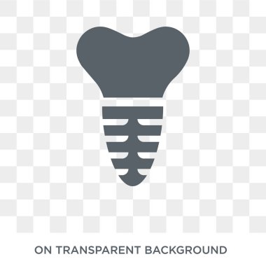 tooth with metallic root icon. Trendy flat vector tooth with metallic root icon on transparent background from Dentist collection. High quality filled tooth with metallic root symbol use for web and mobile