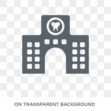 Klinik simgesi. Trendy düz vektör dişçi koleksiyonundan şeffaf arka plan üstünde kutsal kişilerin resmi Kliniği. Yüksek kalitede klinik simge kullanımı web ve mobil için dolu