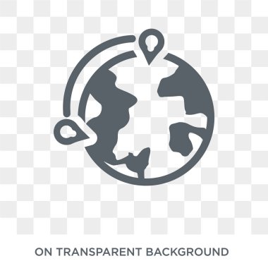 Genel dağıtım simgesi. Teslimat ve lojistik koleksiyonundan küresel dağıtım tasarım konsepti. Saydam arka planda basit eleman vektör çizimi.